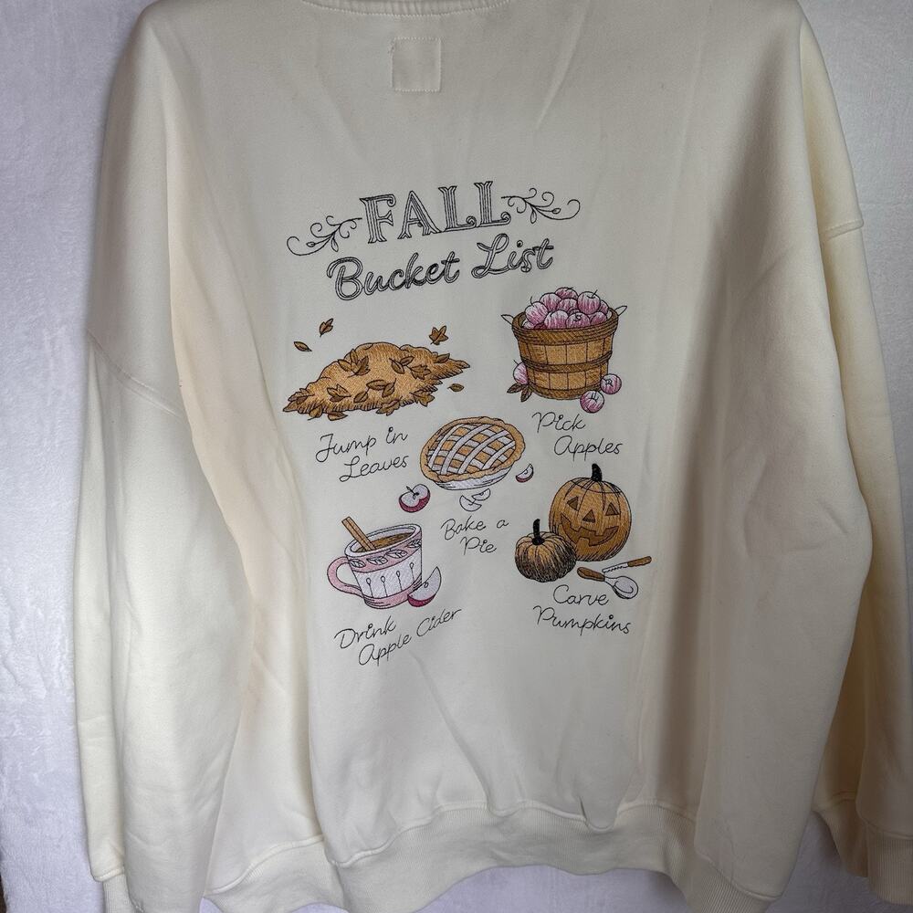 Fall Bucket List Sweatshirt Crewneck Size Extra Large Oversized Cotton Poly - Picture 6 of 9